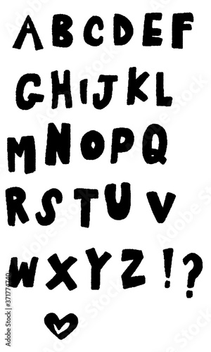 Hand drawn cute alphabet letters