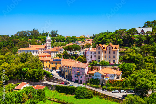 Sintra town aerial panoramic view, Portugal