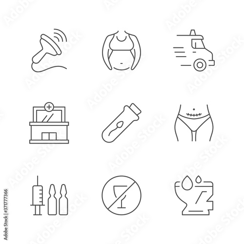 Set line icons of pregnancy