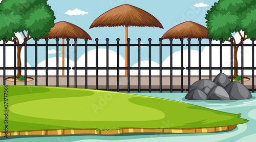 Zoo park without animal scene