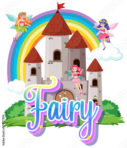 Fairy logo with little fairies on white background © blueringmedia