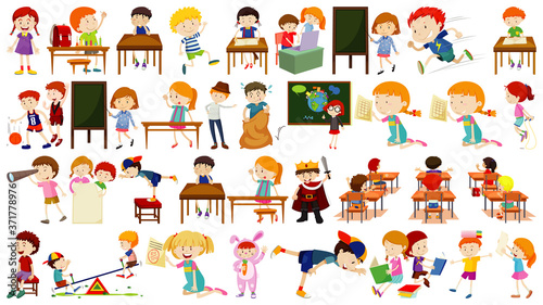 Set of cute kids cartoon character © blueringmedia