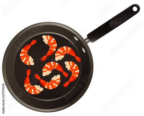 Aerial view of food on pan