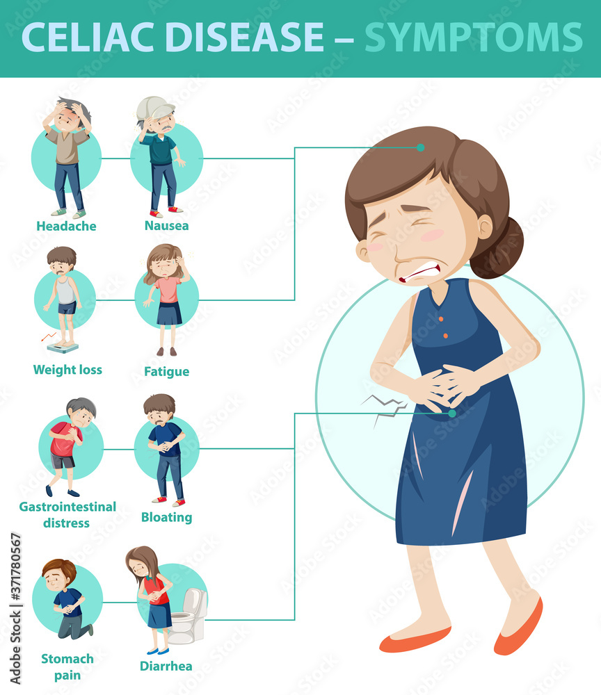 Celiac disease symptoms information infographic Stock Vector Adobe Stock