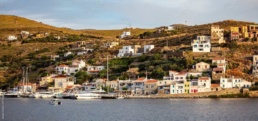 Kea island, Tzia, summer holidays destination Greece. Vourkari marina in the afternoon