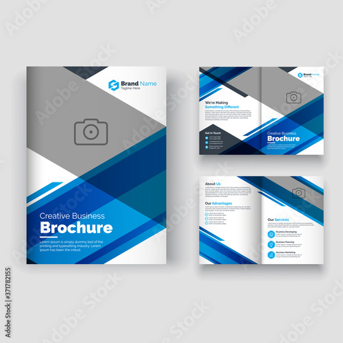 creative Brochure design. Multipurpose template with cover, back and inside pages. Trendy minimalist flat geometric design. 