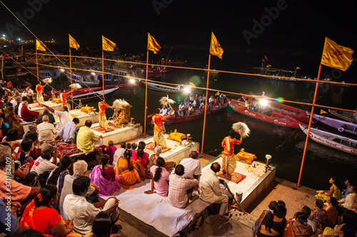 Ganga Aarti ceremony in Varanasi photo