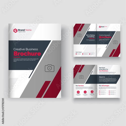 creative Brochure design. Multipurpose template with cover, back and inside pages. Trendy minimalist flat geometric design. 