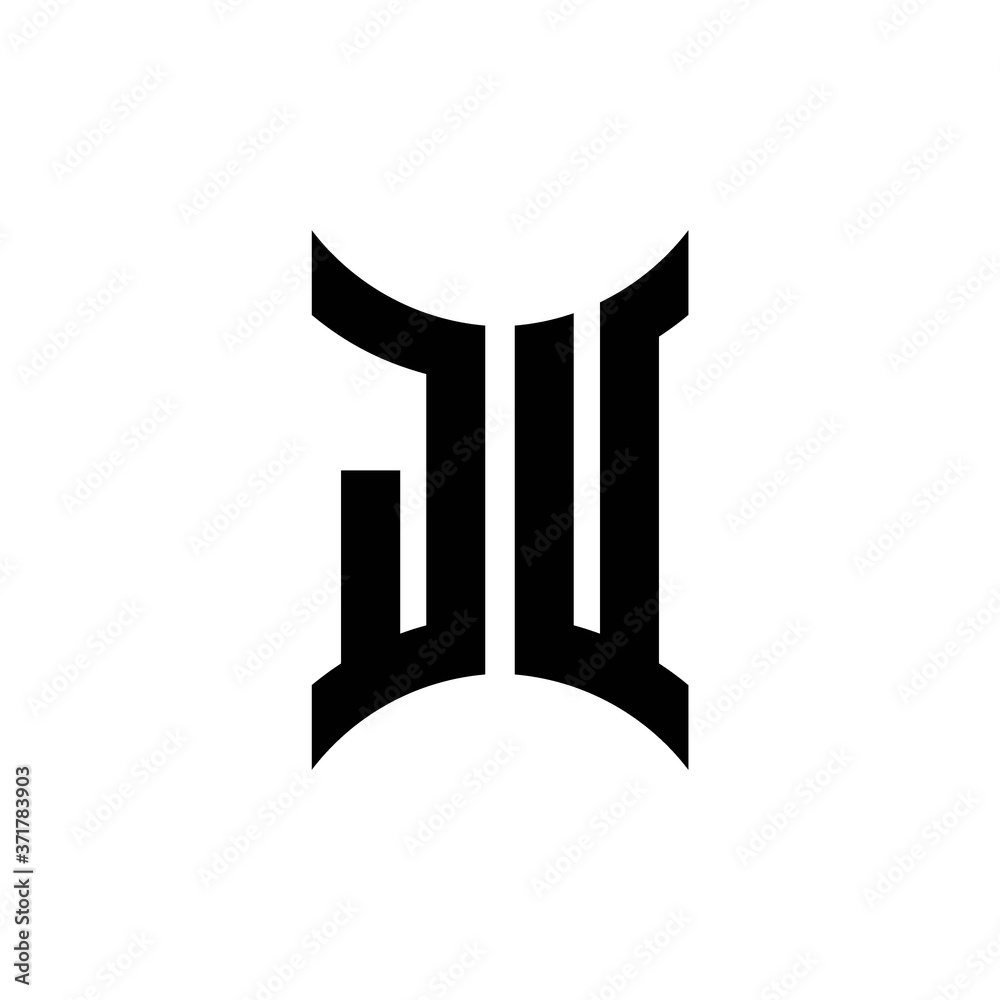 JU monogram logo with curved side JU monogram logo with curved side