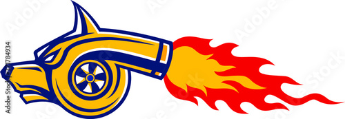 Dog Head Turbo fire vector