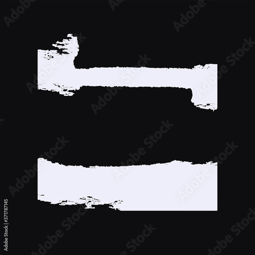 Torn white paper scraps - horizontal stripes in grunge style - isolated on black background - vector.