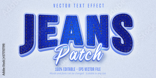 Jeans patch text, realistic denim style editable text effect