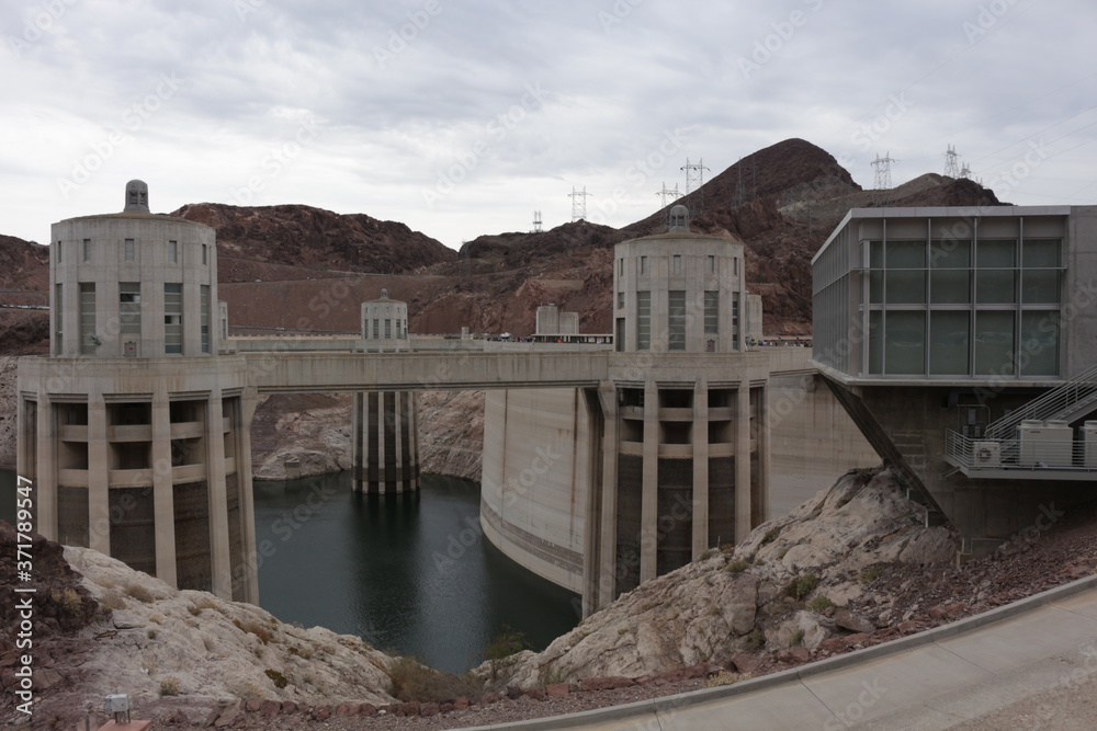 View of the Hoover Dam in Nevada, USA View of the Hoover Dam in Nevada, USA