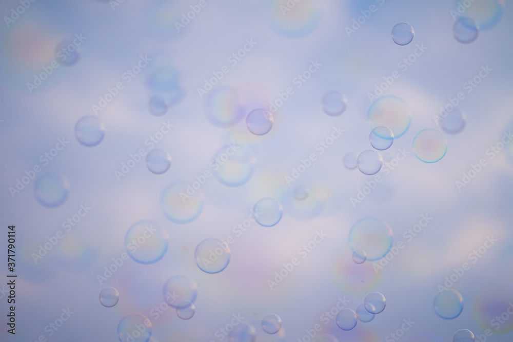 Lots of soap bubbles floating beautifully