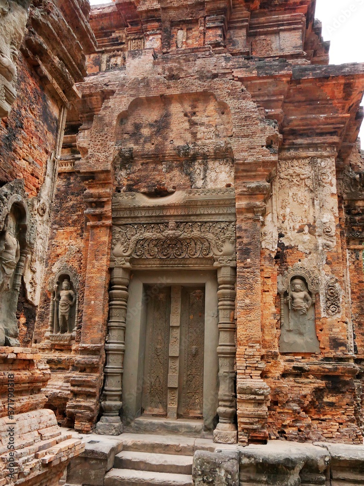 Preah Ko Temple on Roluos Site, Siem Reap Province, Angkor's Temple Complex Site listed as World Heritage by Unesco in 1192, built in 880, Cambodia