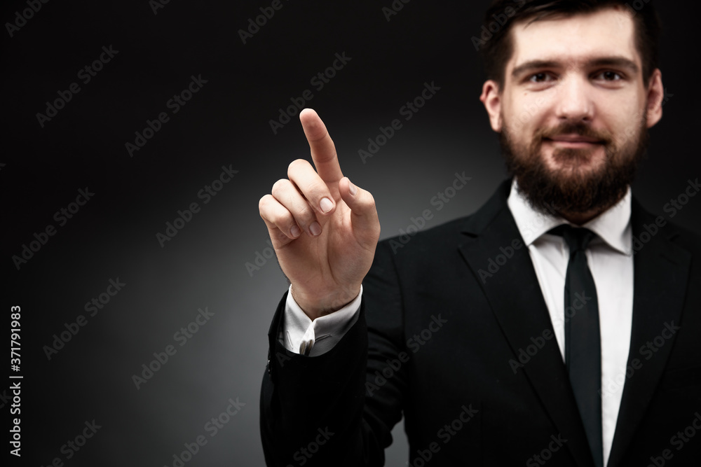 Businessman with index finger up Businessman with index finger up