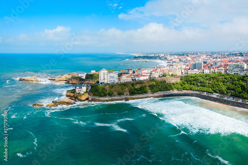 Fototapeta Naklejka Na Ścianę i Meble -  Biarritz aerial panoramic view, France