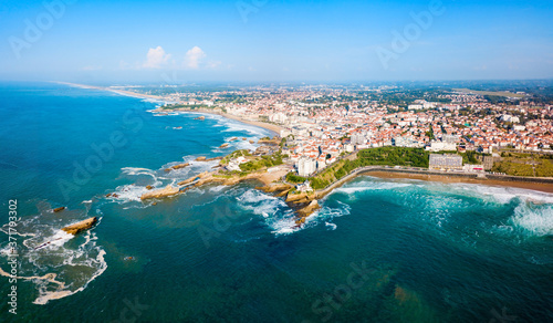 Biarritz aerial panoramic view, France