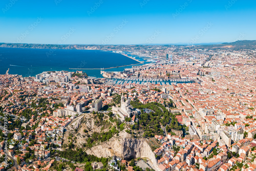 Marseille aerial panoramic view, France