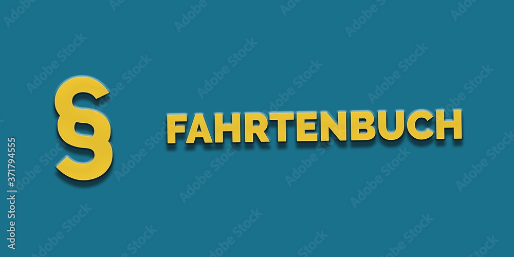 Fahrtenbuch in gelber Schrift auf blauem Hintergrund