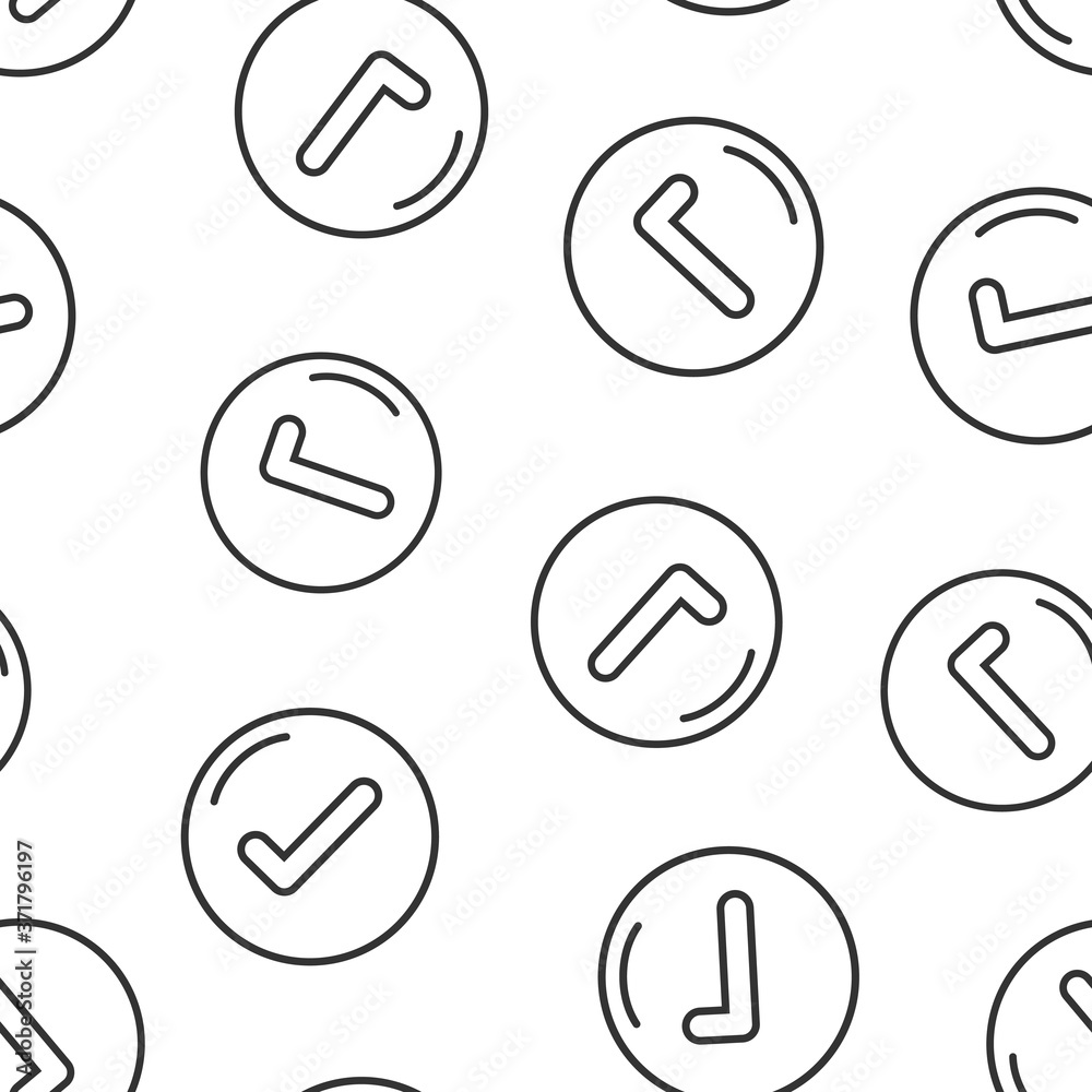 Check mark sign icon in flat style. Confirm button vector illustration on white isolated background. Accepted seamless pattern business concept. Check mark sign icon in flat style. Confirm button vector illustration on white isolated background. Accepted seamless pattern business concept.