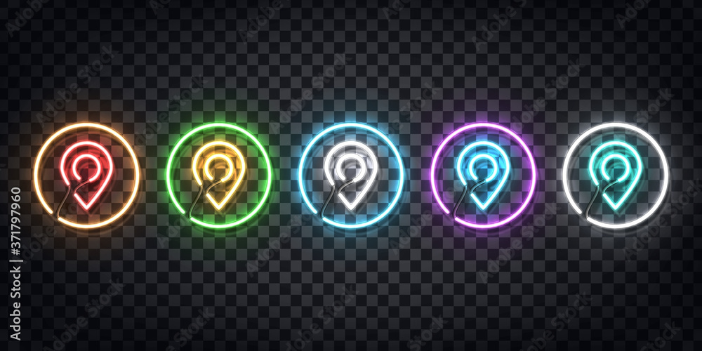 Φωτογραφία Vector set of realistic isolated neon sign of Map Pin flyer logo for decoration and covering on the transparent background