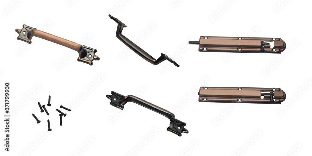 Brown bolts door lock on a white background,with clipping path