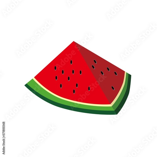 Watermelon Isometric Flat Icon Isolated in White