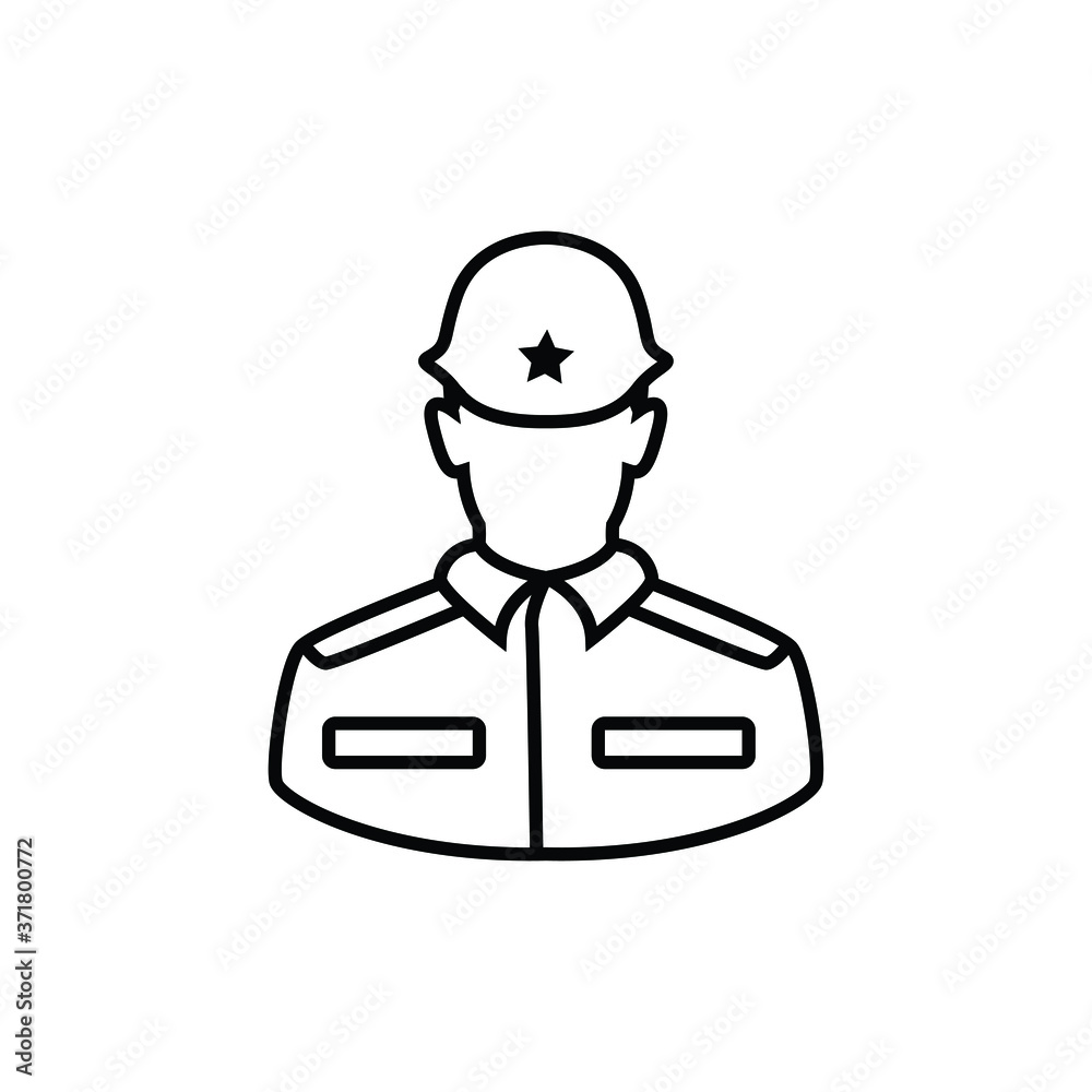 Soldier thin icon isolated on white background, simple line icon for your work.