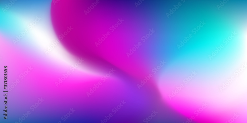 Abstract Blurred teal pink purple background. Beautiful Soft waves light gradient backdrop with place for text. Vector illustration for your graphic design, banner, poster or wallpapers, themes