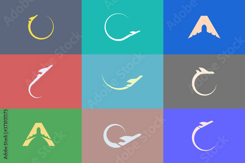 Simple airplane logo template | Set of modern travel logo designs