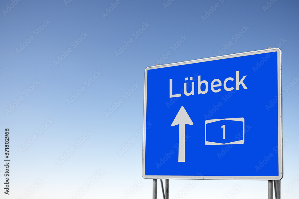 Wegweiser, Autobahn 1, Richtung, Lübeck Wegweiser, Autobahn 1, Richtung, Lübeck