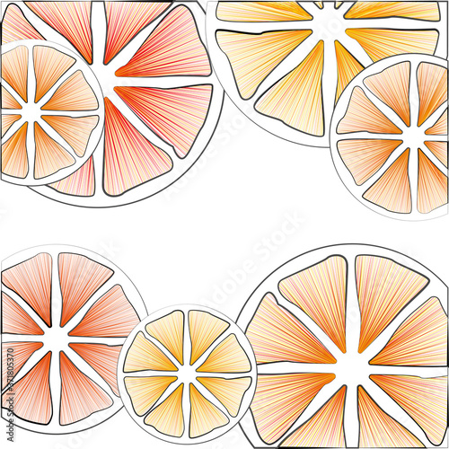 Bright pattern of citrus fruit slices. Orange vector