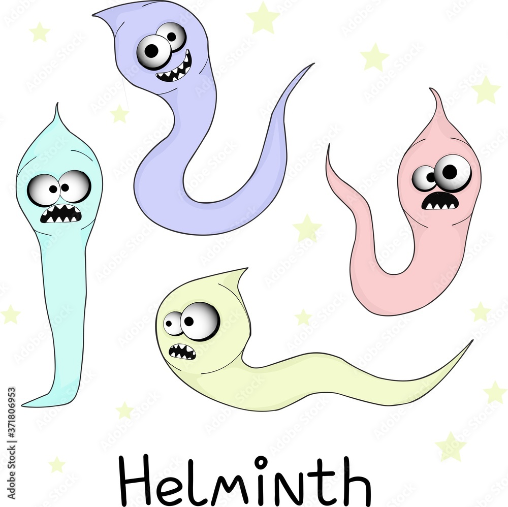 helminths, roundworms. intestinal parasites. warning sign parasitism ...