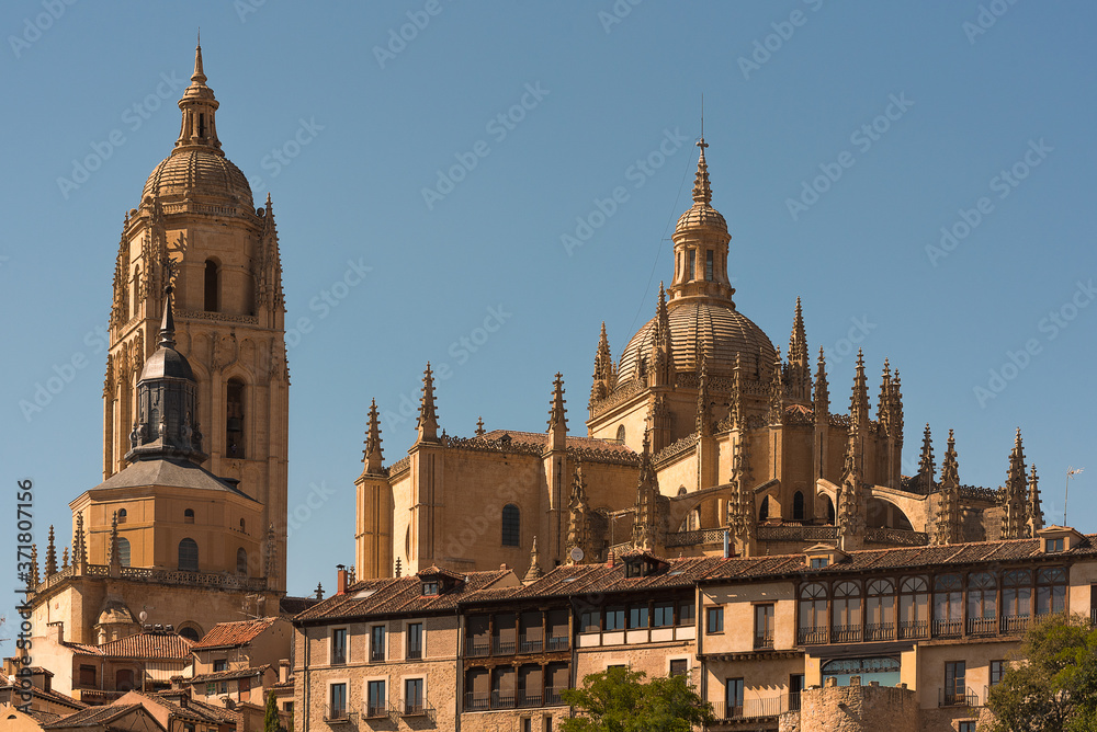 view of segovia cathedral and church