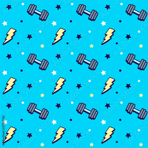 Cartoon fitness weightlifting pattern