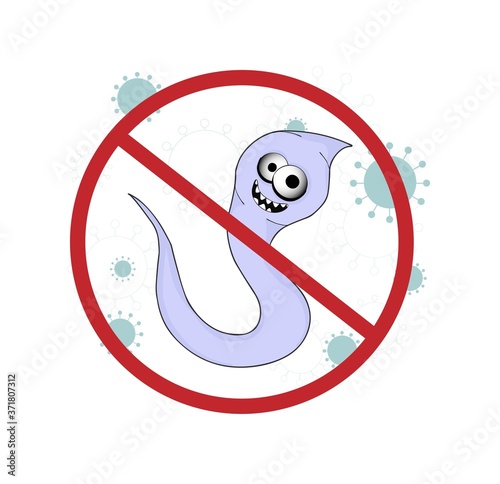 helminths, roundworms. intestinal parasites. warning sign parasitism , vector illustration. The concept of parasites in humans and humans.