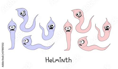 helminths, roundworms. intestinal parasites. warning sign parasitism , vector illustration. The concept of parasites in humans and humans.