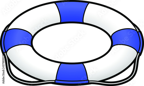 A blue and white lifesaver / life preserver.