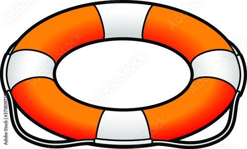 A white and orange lifesaver / life preserver.