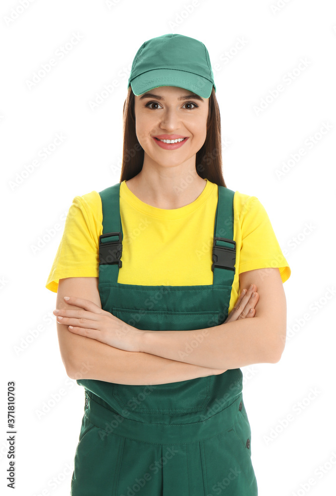 Portrait of professional auto mechanic on white background Portrait of professional auto mechanic on white background