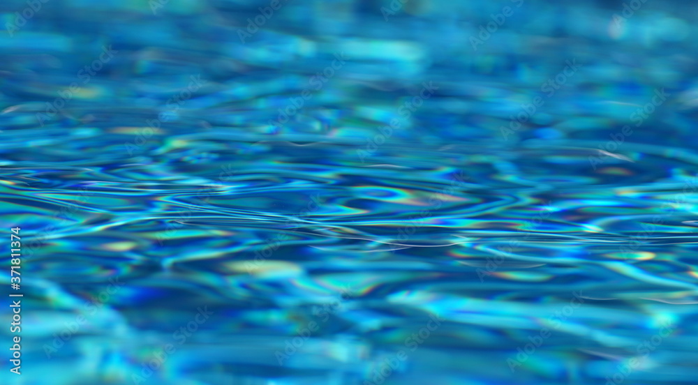 Obraz premium Abstract Beautiful blue pool water with reflections in many colors and ripples in the water