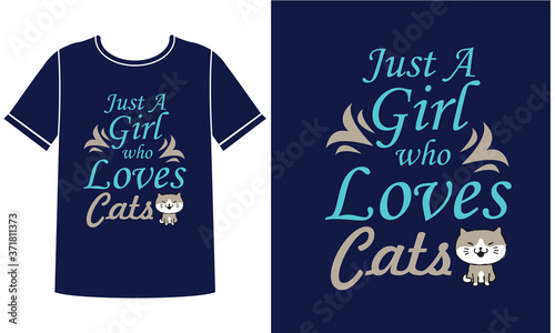  Girl who loves cats t shirt design