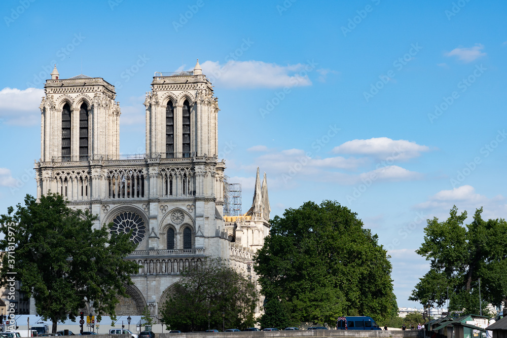 Rebuilding the roof of Notre-Dame after fire. Paris - France, 31. may 2019