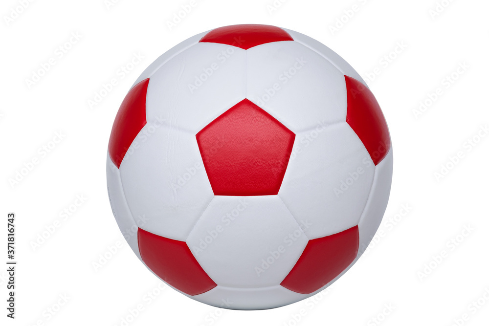 Red and white soccer ball, football isolate on white background Red and white soccer ball, football isolate on white background