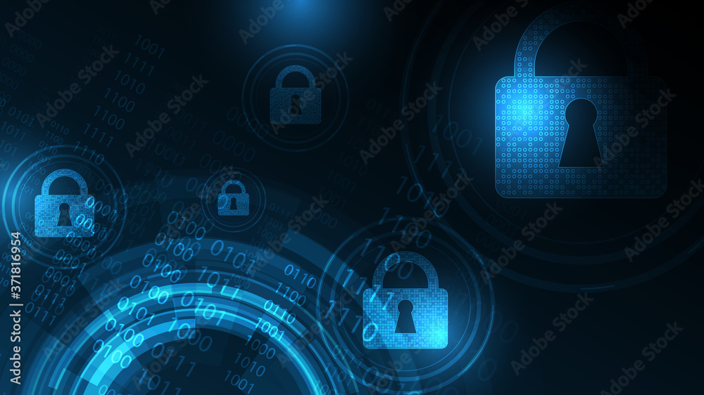 Fototapeta premium Protected guard shield security concept Security cyber digital Abstract technology background