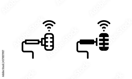 Mic Microphone Connect Production Icon  Logo  Vector