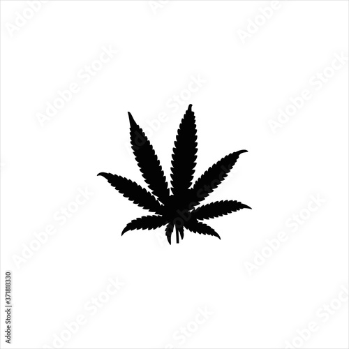 silhouette of cannabis leaf isolated on white