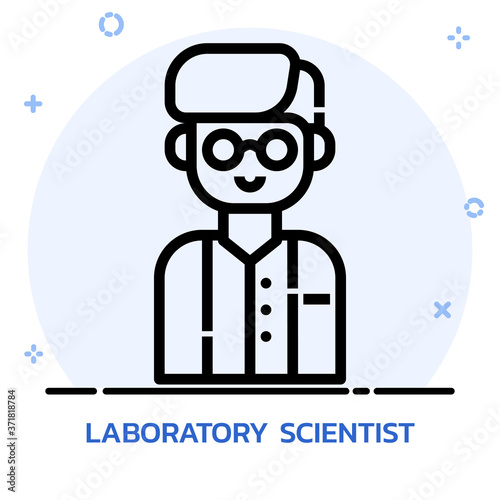 Scientists. Science lab worker line style.