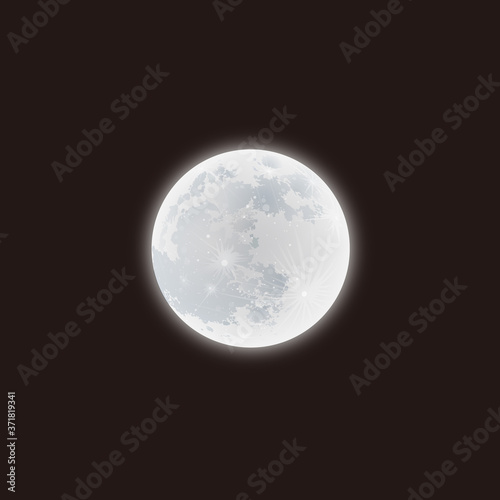 月　満月　黒背景